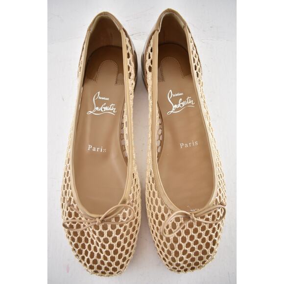 Christian Louboutin Sweetie Jane Mesh Flat Lionne Beige Nude Ballet Ballerina 39 - Picture 13 of 16